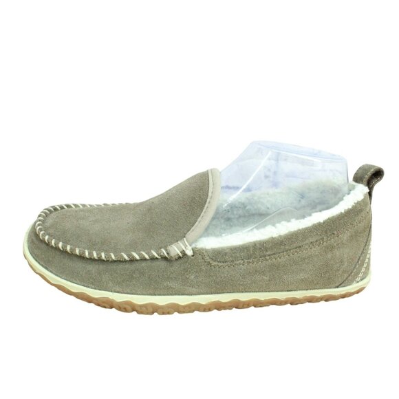 LL Bean Women's Cement Suede Fleece Lined Moccasin Mountain Slippers Size 9 M - Picture 1 of 9